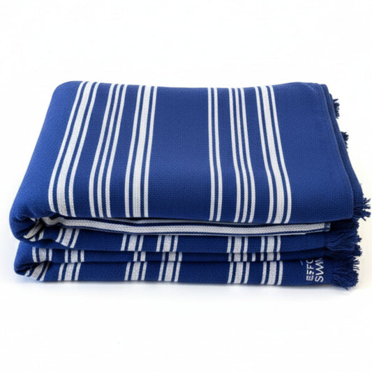 Large Turkish Towel - Navy Striped