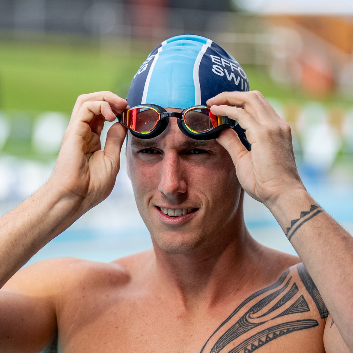 NanoClear™ Strike Swim Goggles Red Mirror - (Black)