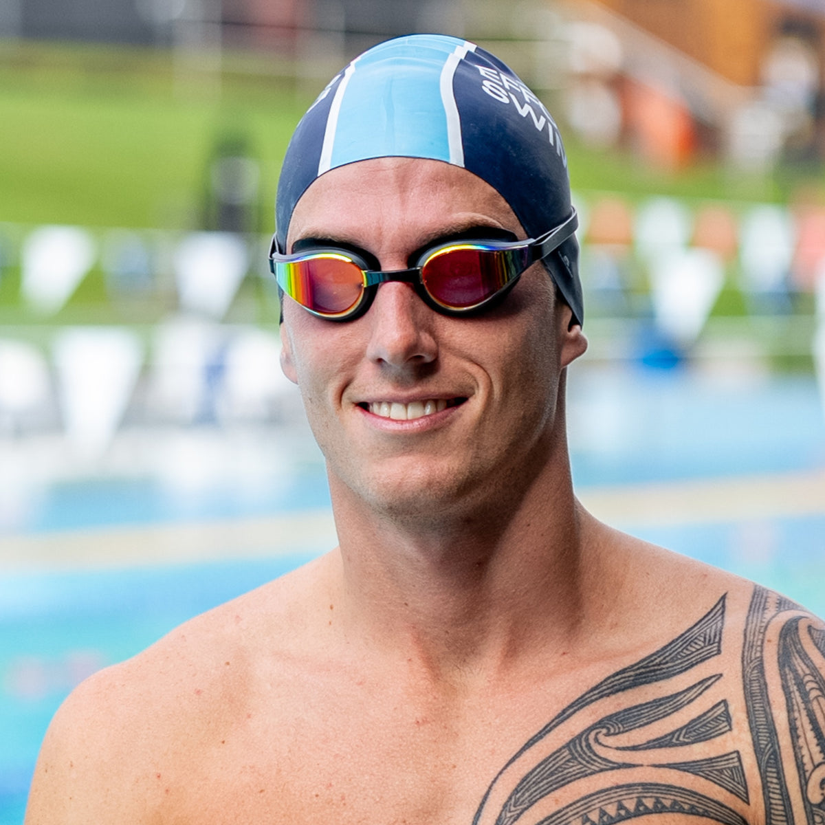 NanoClear™ Strike Swim Goggles Red Mirror - (Black)