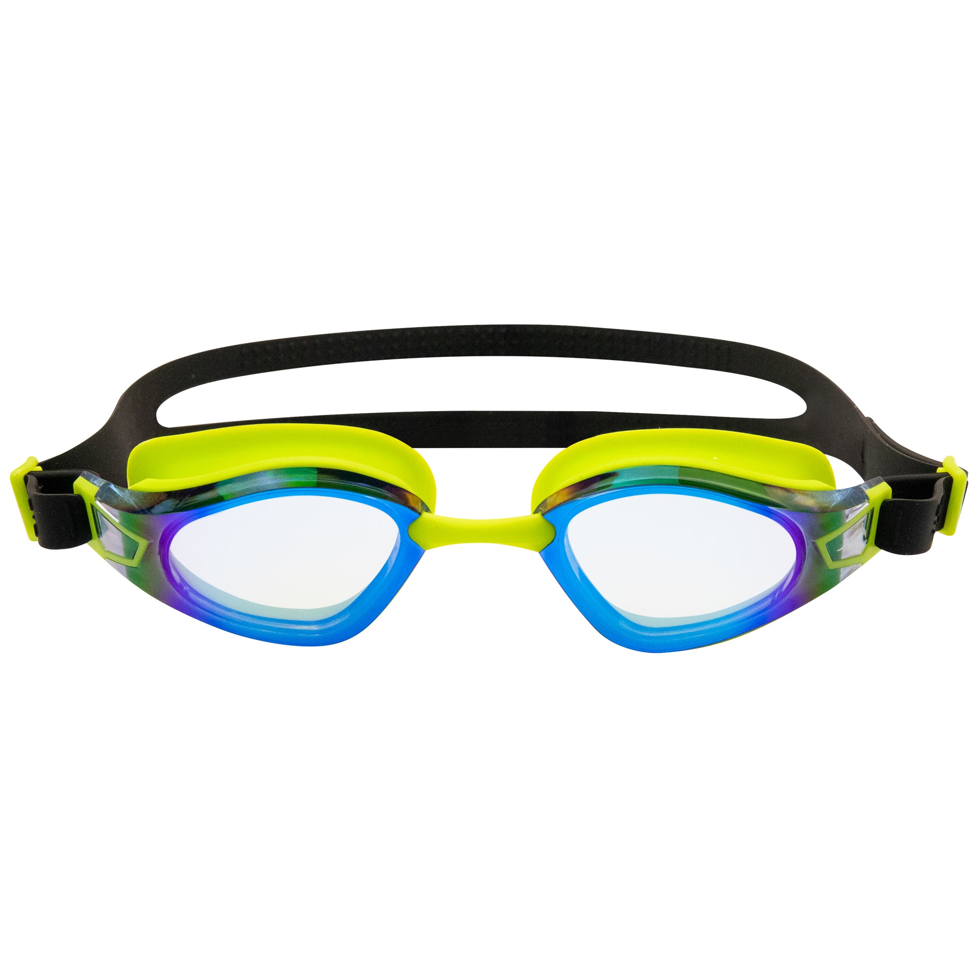 NanoClear Recon swim goggles, fluoro and black mirror lens — view 2