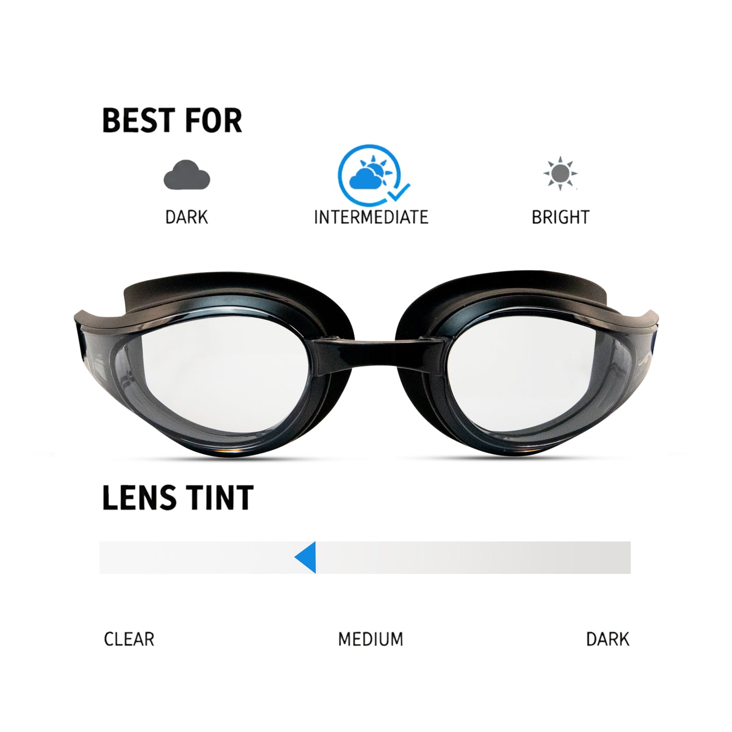 NanoClear™ Strike Swim Goggles Smoke - (Black)