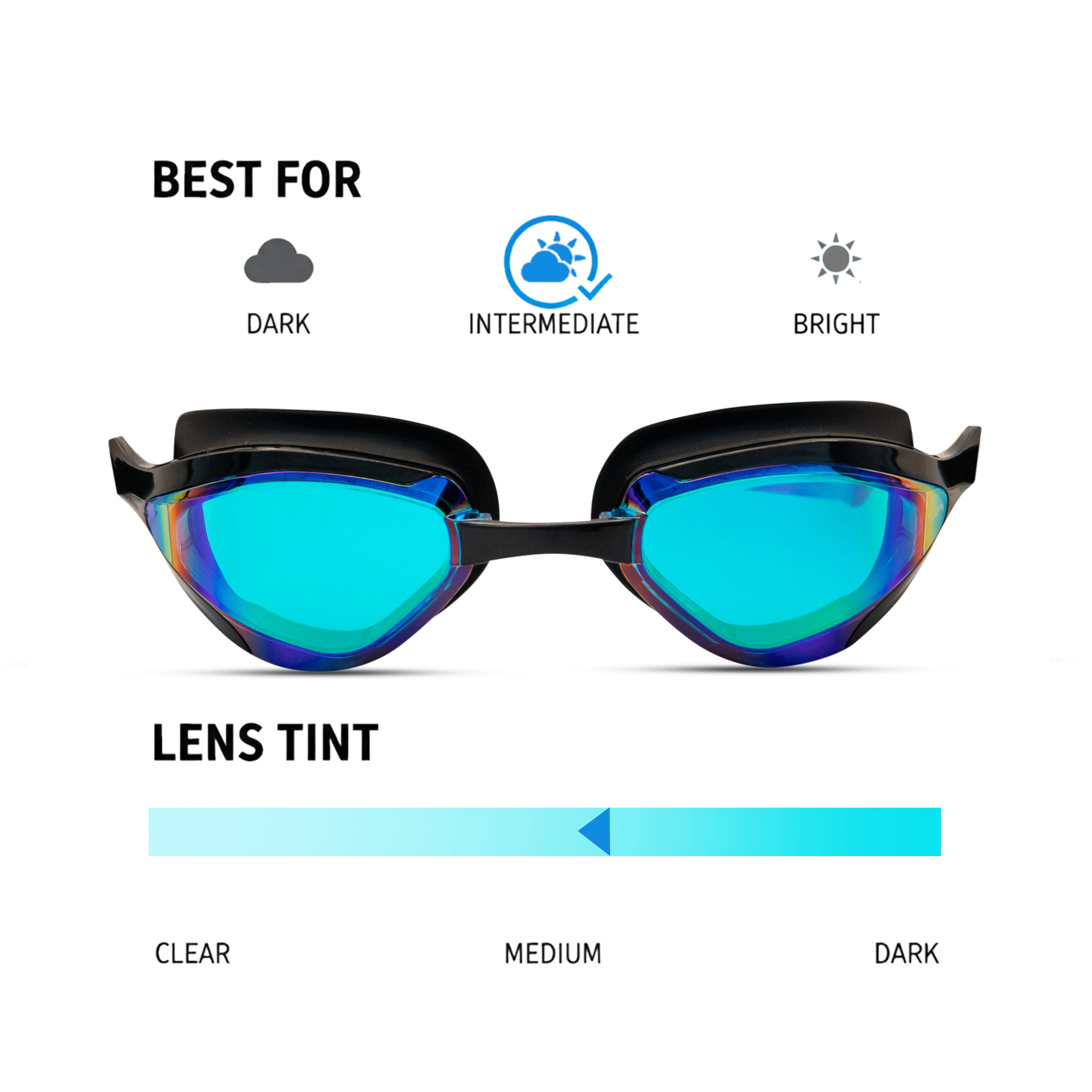 NanoClear™ Viper Swim Goggles Blue Mirror - (Black)