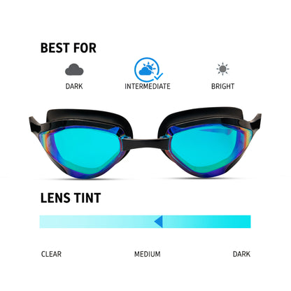 NanoClear™ Viper Swim Goggles Blue Mirror - (Black)