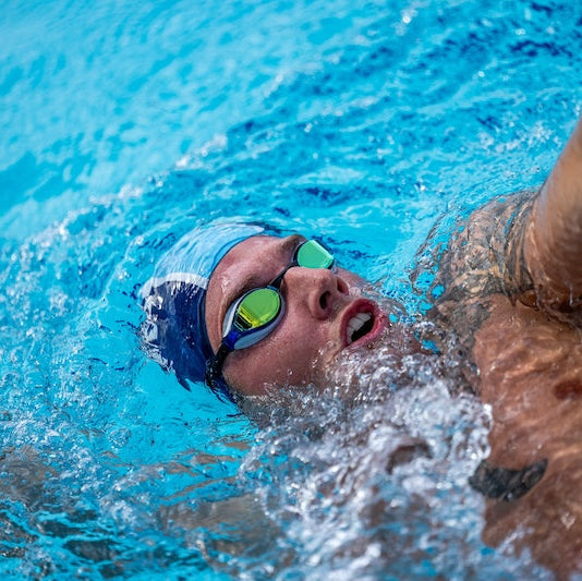 NanoClear™ Ghost Swim Goggles Blue Mirror - (White/Blue)