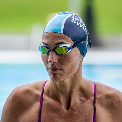 NanoClear™ Ghost Swim Goggles Blue Mirror - (White/Blue)