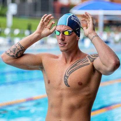 NanoClear™ Ghost Swim Goggles Blue Mirror - (White/Blue)