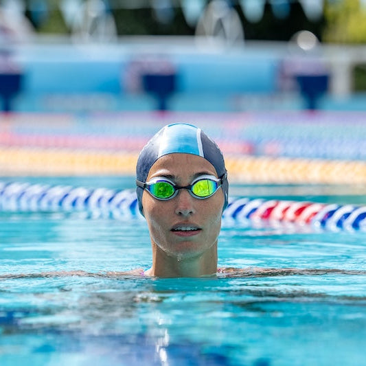 NanoClear™ Ghost Swim Goggles Blue Mirror - (White/Blue)