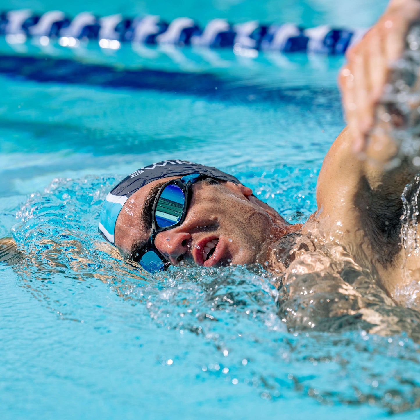 NanoClear™ Flex Swim Goggles Blue Mirror - (Black)